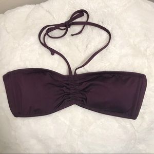 Mossimo Wine Scrunch Bandeau Halter Bikini Swim Top Size Small Pool Beach